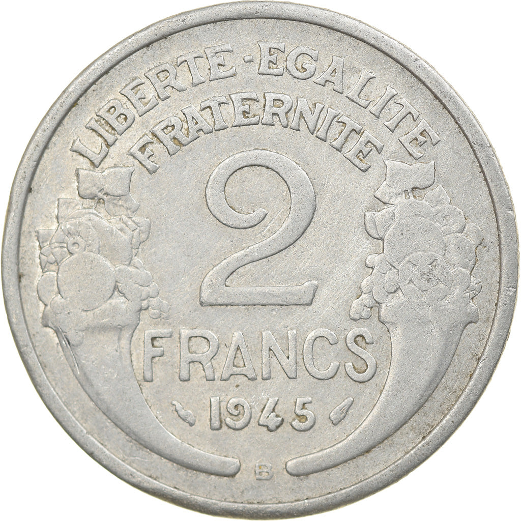 Moeda, França, Morlon, 2 Francs, 1945, Beaumont - Le Roger, VF(30-35)