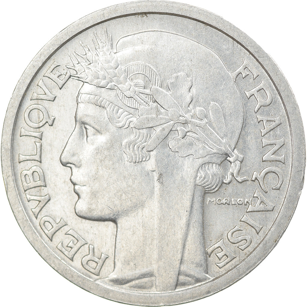 Moeda, França, Morlon, 2 Francs, 1944, Paris, MS(63), Alumínio, KM:886a.1
