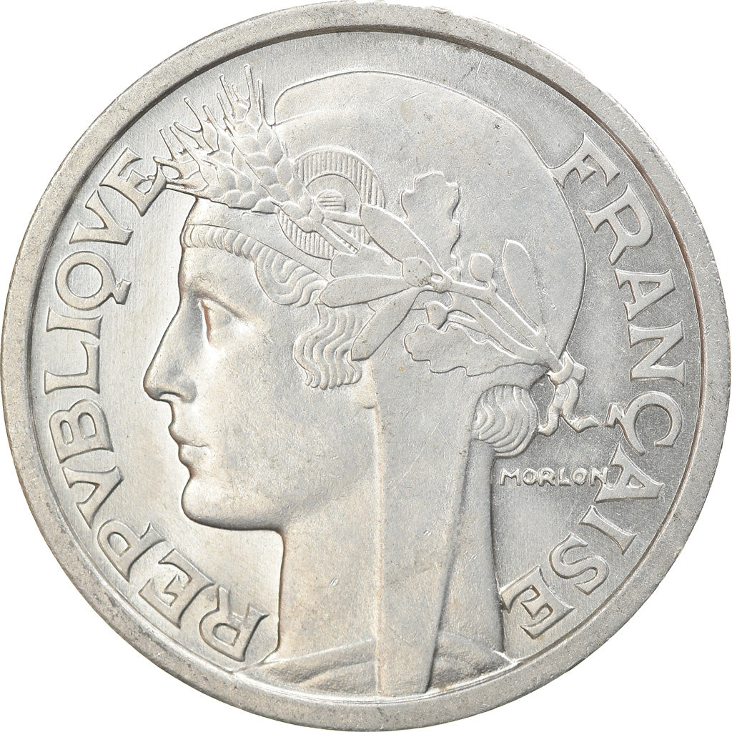 Moeda, França, Morlon, 2 Francs, 1958, Paris, MS(63), Alumínio, KM:886a.1