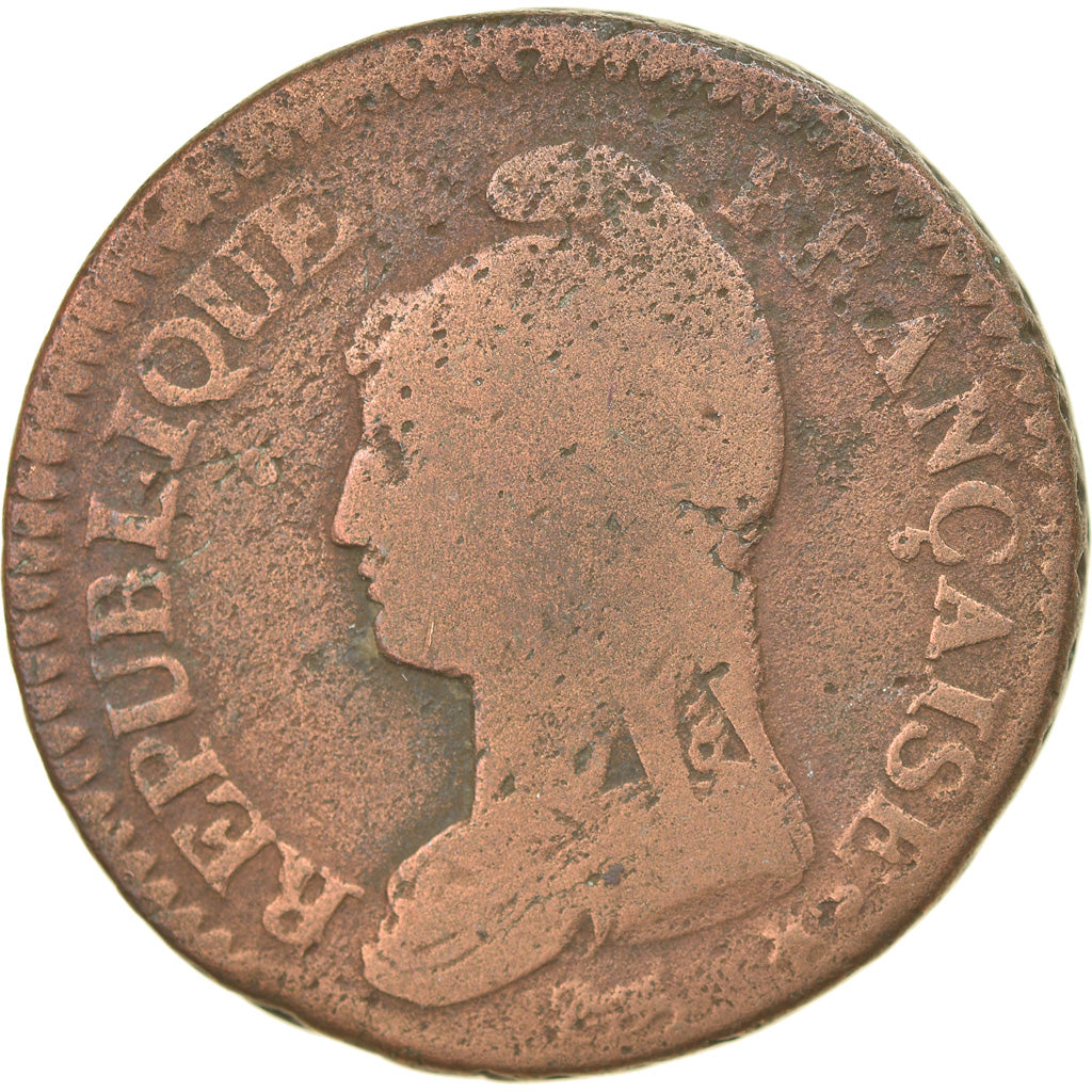 Moeda, França, Dupré, Decime, AN 8, Metz, VF(20-25), Bronze, KM:644.2