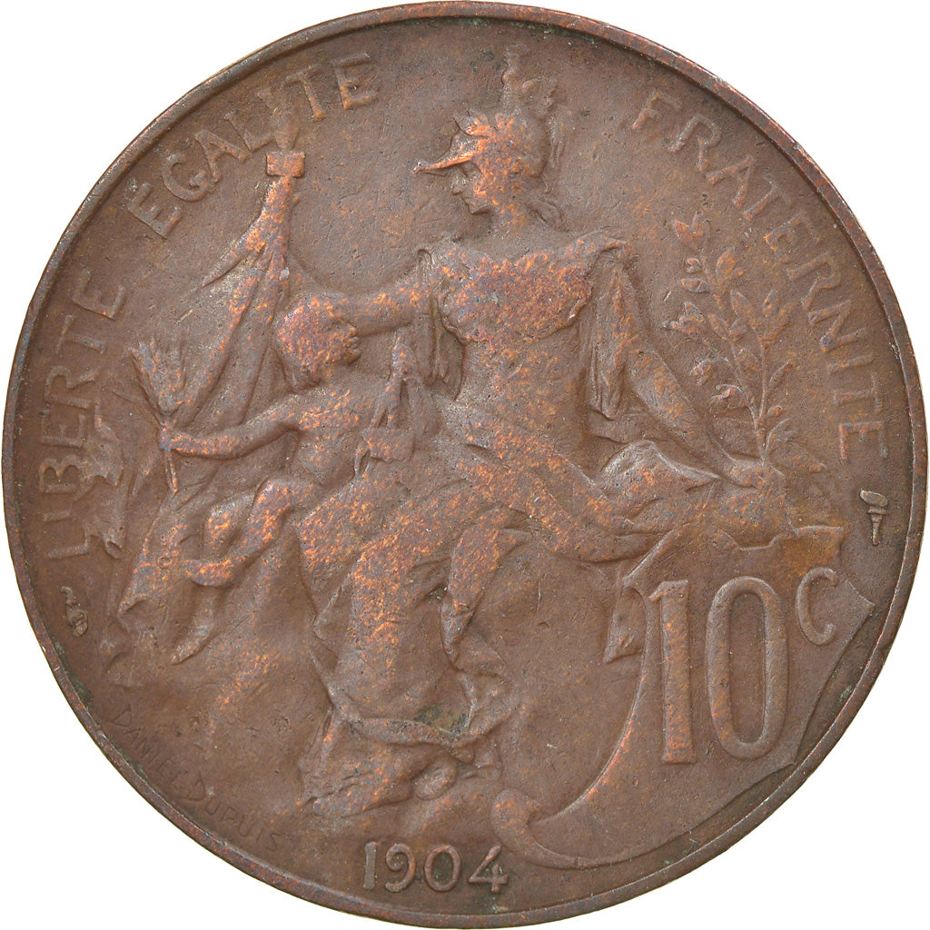 Moneta, Francia, Dupuis, 10 Centimes, 1904, Paris, BB, Bronzo, KM:843