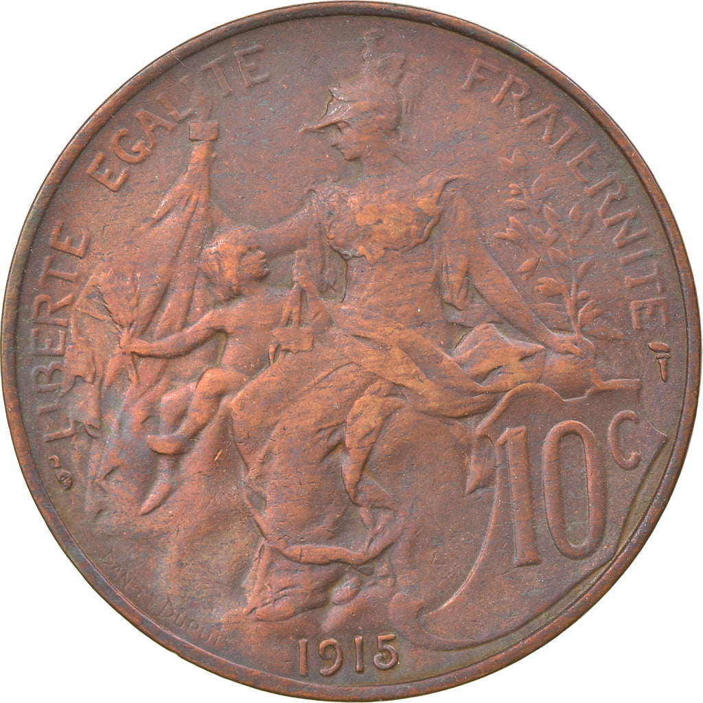 Moneta, Francia, Dupuis, 10 Centimes, 1915, Paris, SPL-, Bronzo, KM:843