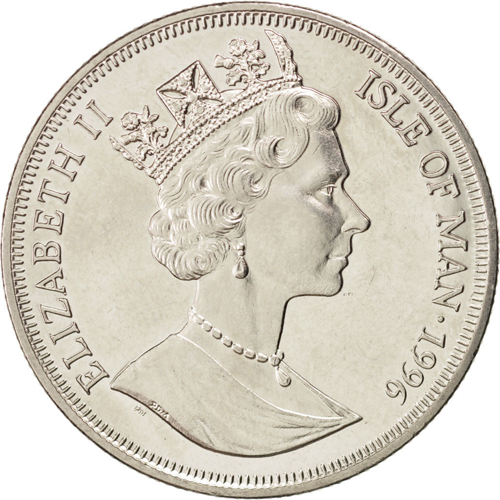 ISLE OF MAN, Crown, 1996, Pobjoy Mint, KM #568, AU(55-58), Copper-Nickel, 38.5,.