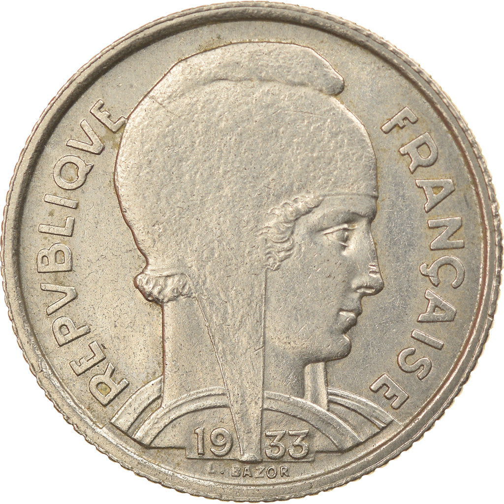 Moneda, Francia, Bazor, 5 Francs, 1933, Paris, MBC+, Níquel, KM:887