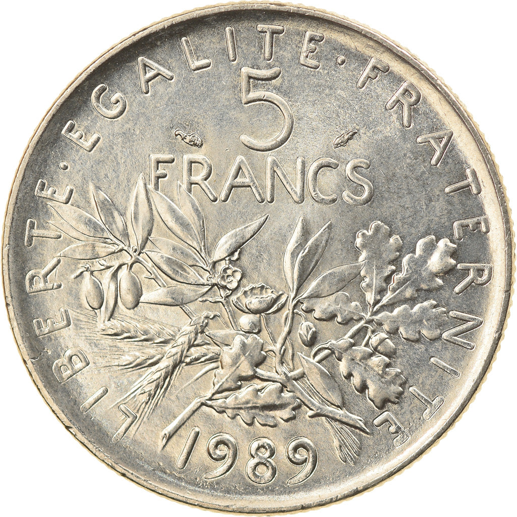 Coin, France, Semeuse, 5 Francs, 1989, Paris, MS(63), Nickel Clad Copper-Nickel