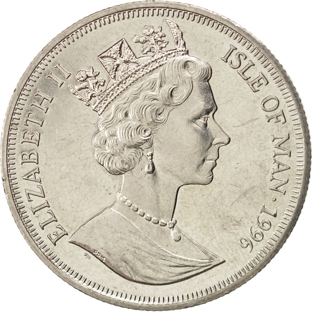ISLE OF MAN, Crown, 1996, Pobjoy Mint, KM #560, AU(55-58), Copper-Nickel, 38.5,.
