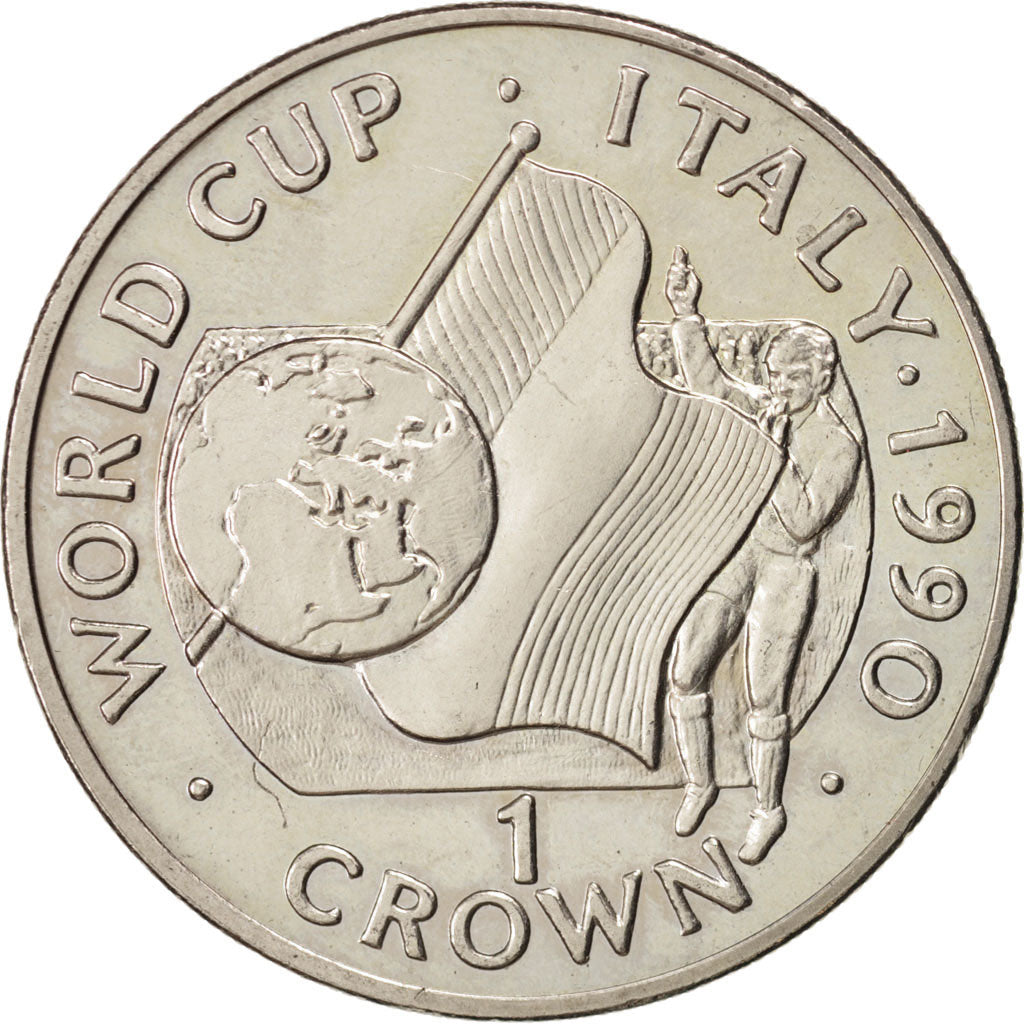 GIBRALTAR, Crown, 1990, KM #33, AU(55-58), Copper-Nickel, 38.8, 28.39