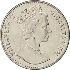 Moneda, Gibraltar, Elizabeth II, Crown, 1991, EBC, Cobre - níquel, KM:70