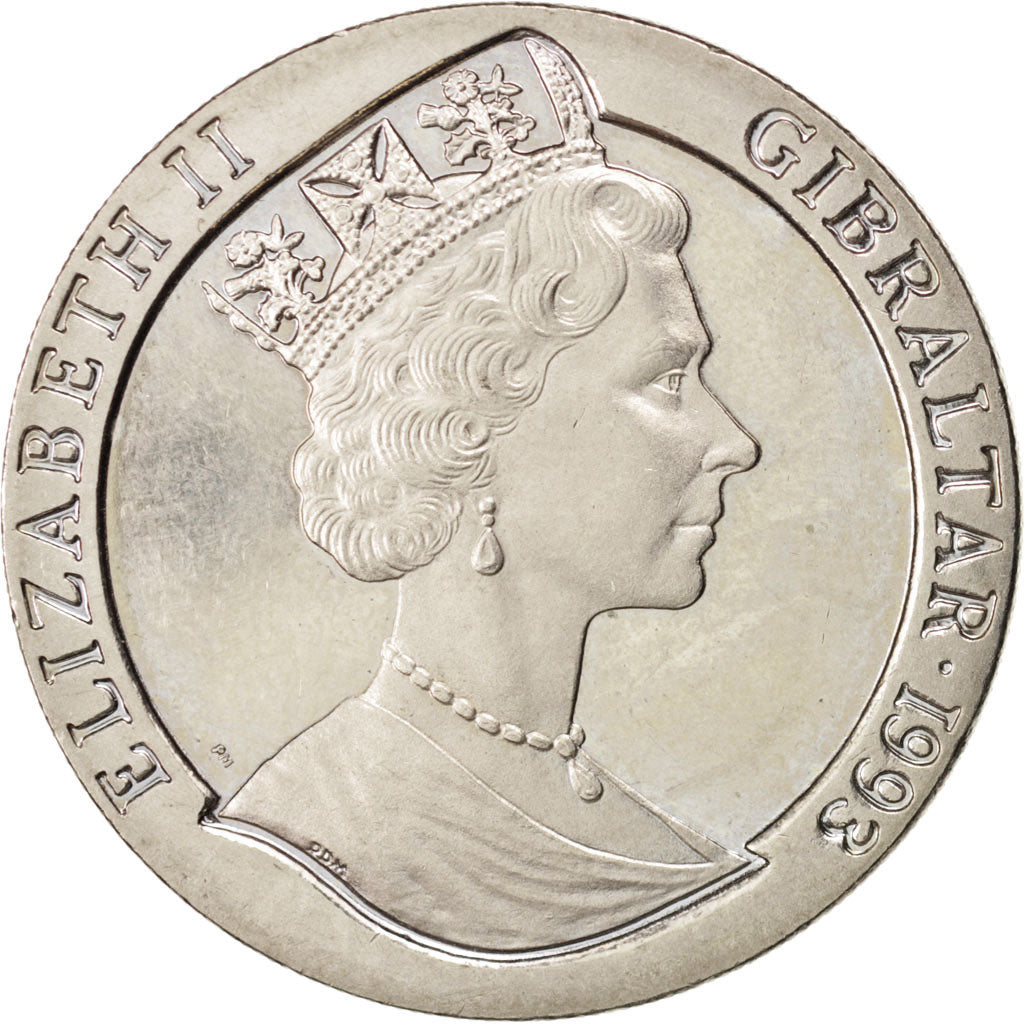 GIBRALTAR, Crown, 1993, KM #113, MS(60-62), Copper-Nickel, 38.8, 28.31
