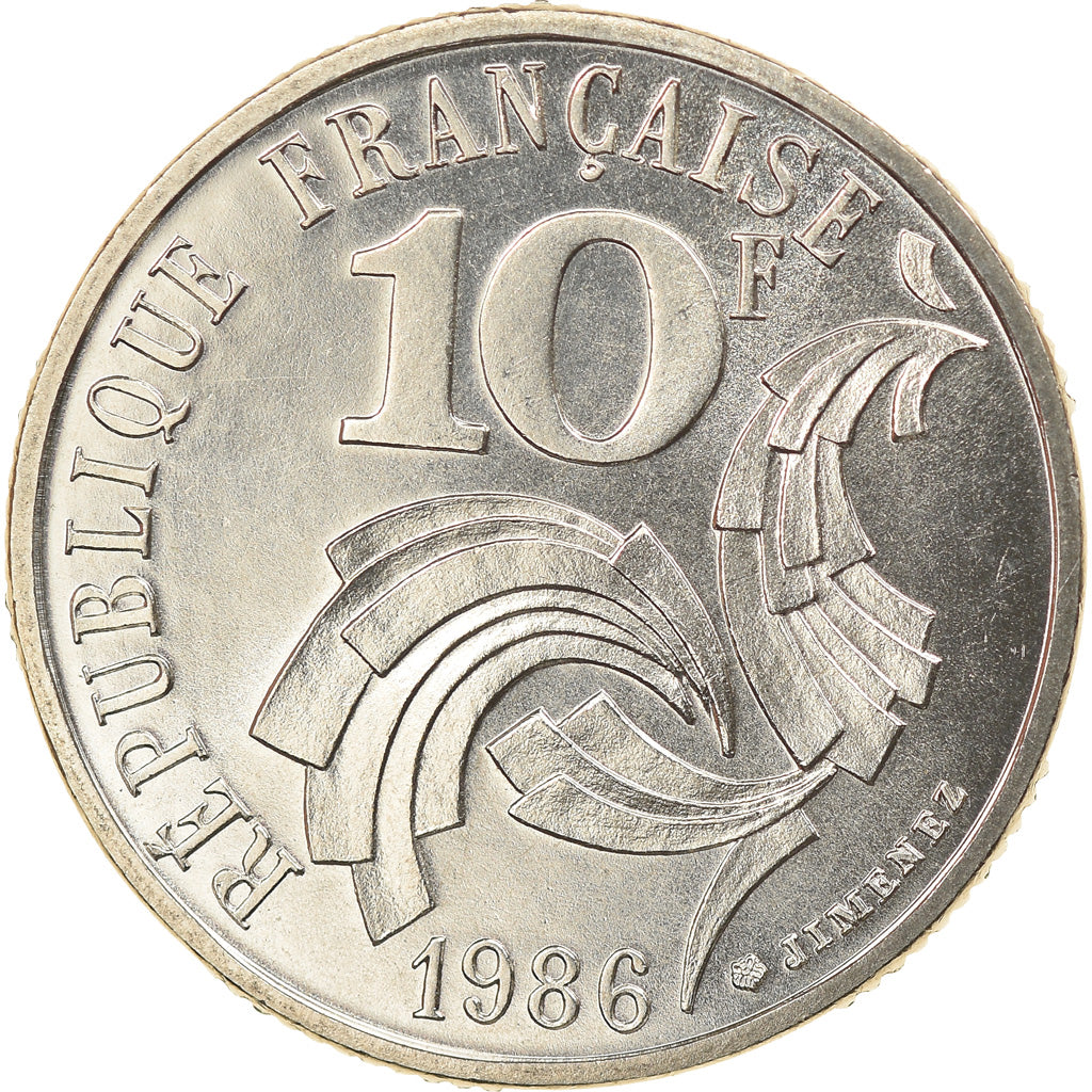 Coin, France, Jimenez, 10 Francs, 1986, Paris, MS(65-70), Nickel, KM:959