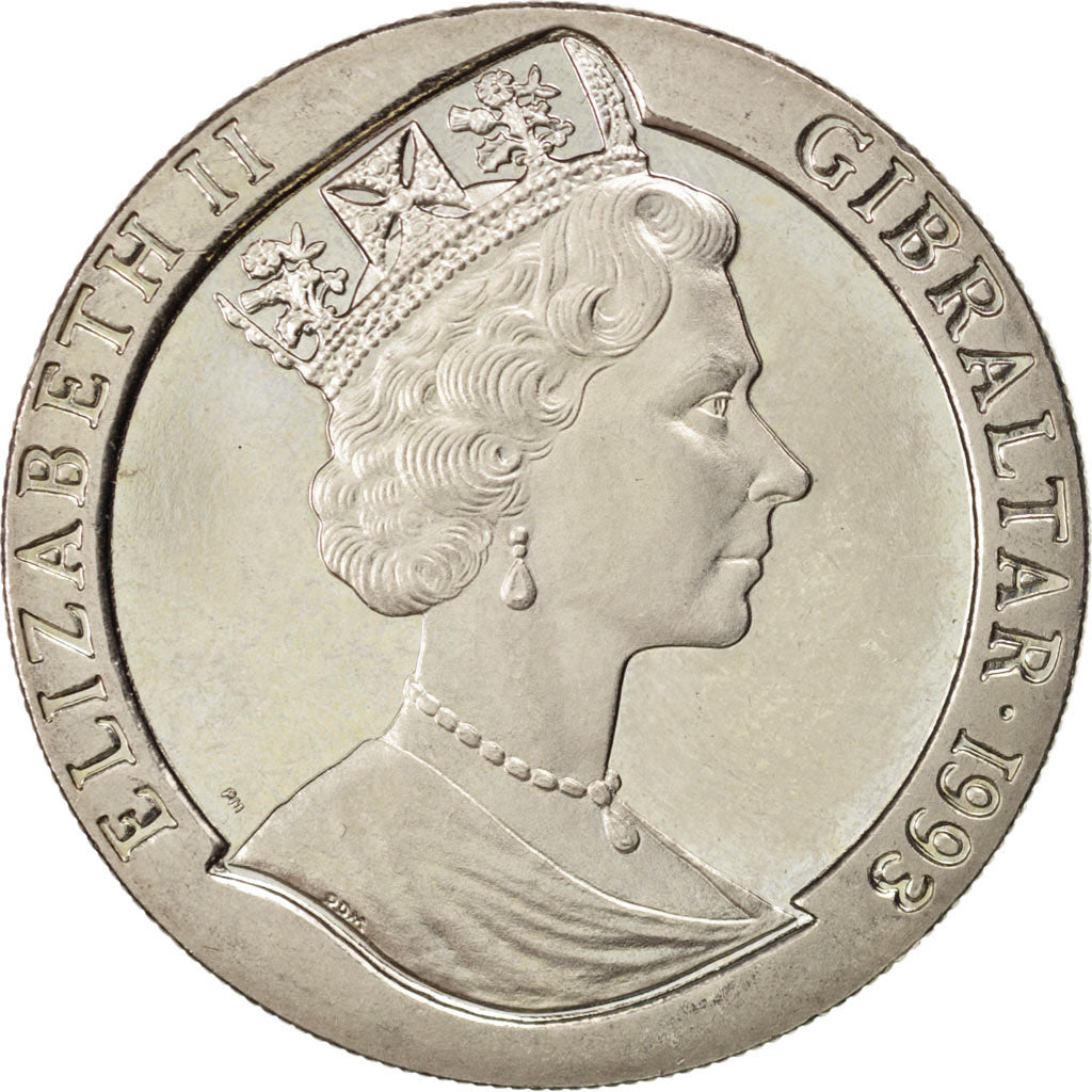 GIBRALTAR, Crown, 1993, KM #117, MS(60-62), Copper-Nickel, 38.8, 28.45
