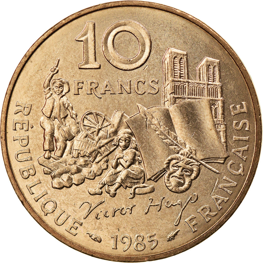 Coin, France, Victor Hugo, 10 Francs, 1985, Paris, MS(63), Nickel-Bronze