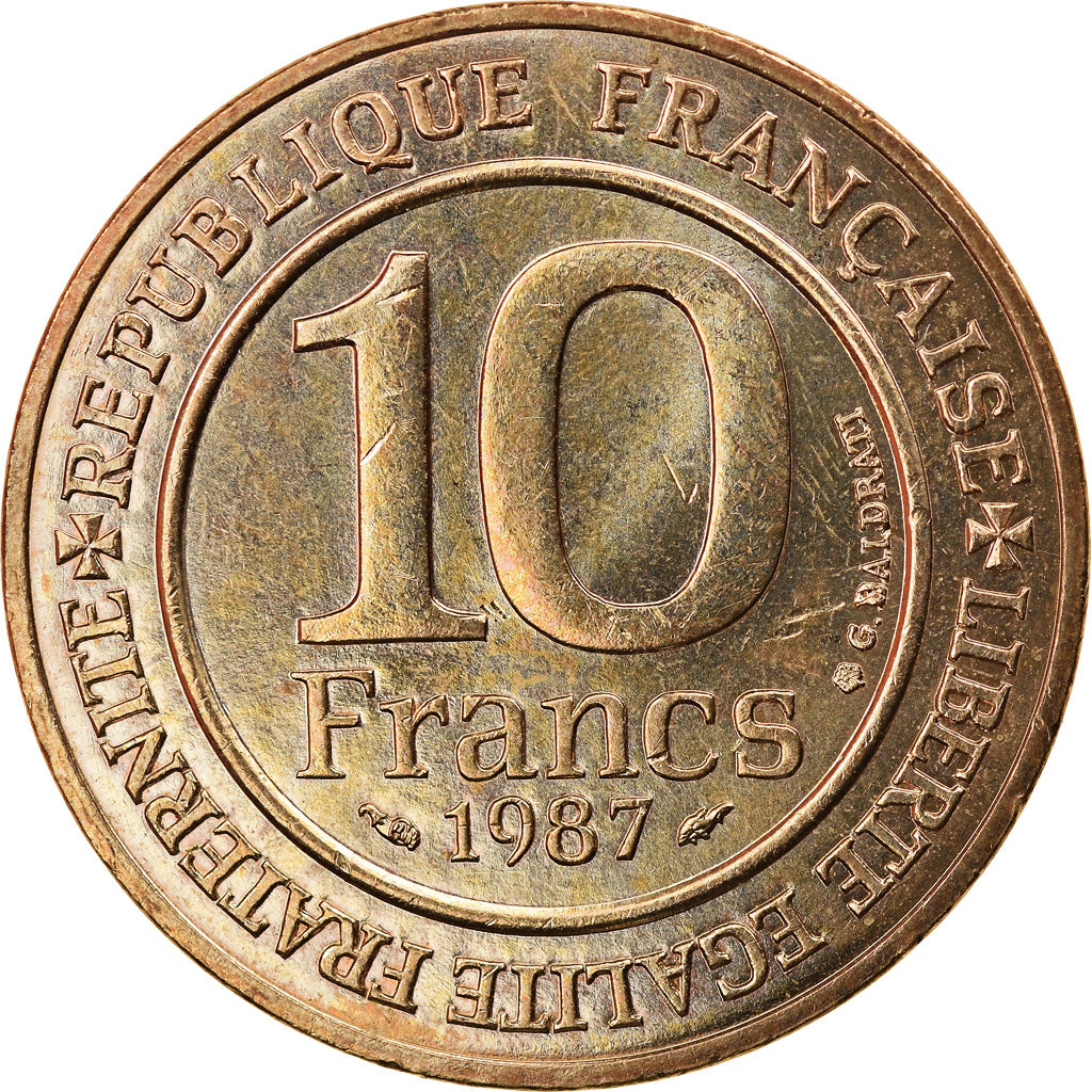 Coin, France, 10 Francs, 1987, Paris, MS(63), Nickel-Bronze, KM:961d