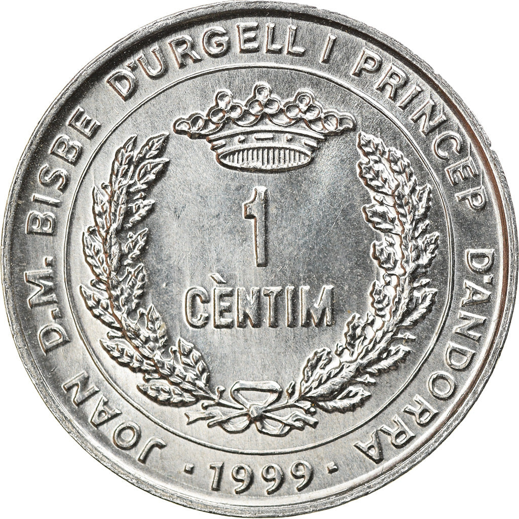 Coin, Andorra, Centim, 1999, MS(63), Aluminum, KM:171
