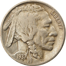 Coin, United States, Buffalo Nickel, 5 Cents, 1937, U.S. Mint, Denver