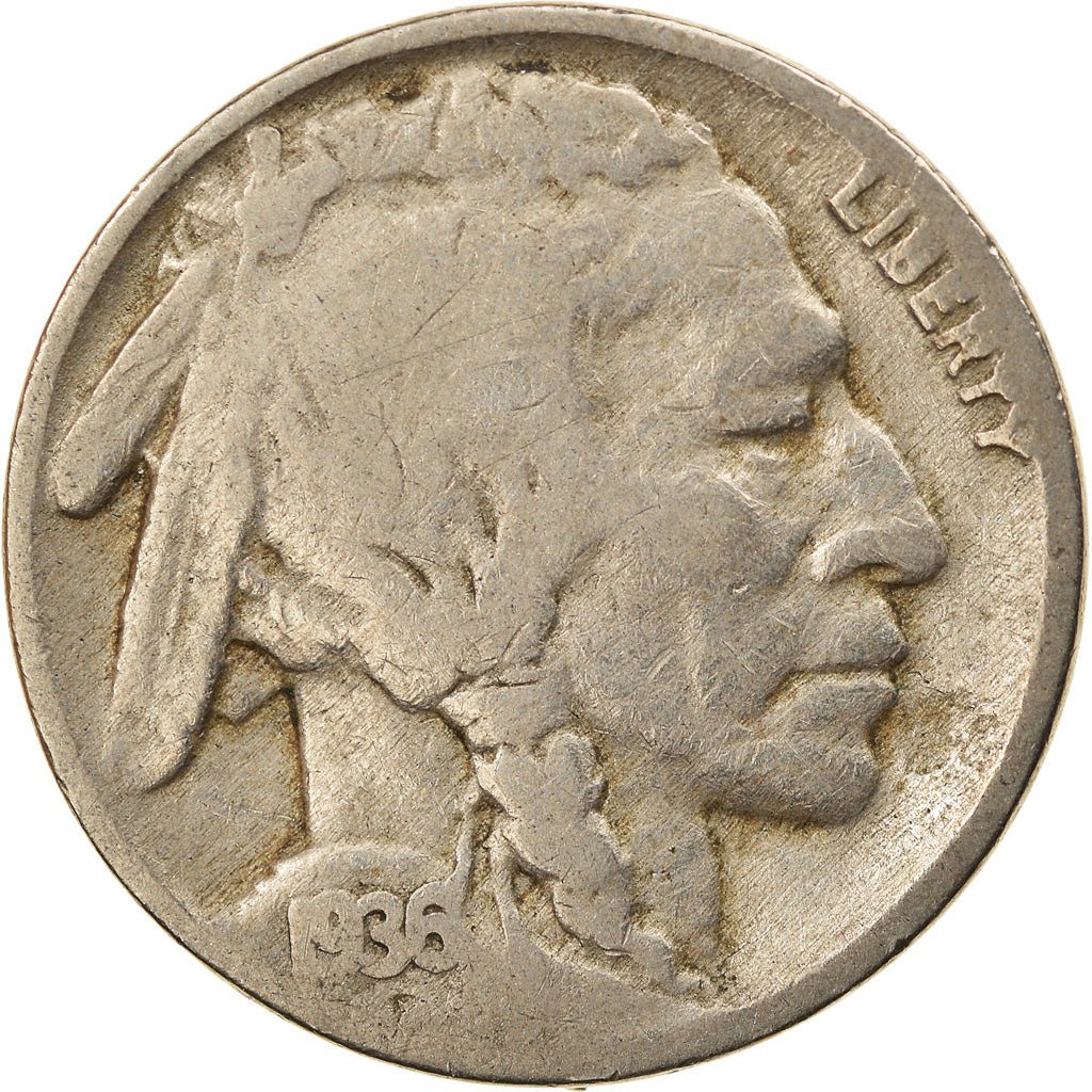 Moeda, Estados Unidos da América, Buffalo Nickel, 5 Cents, 1936, U.S. Mint
