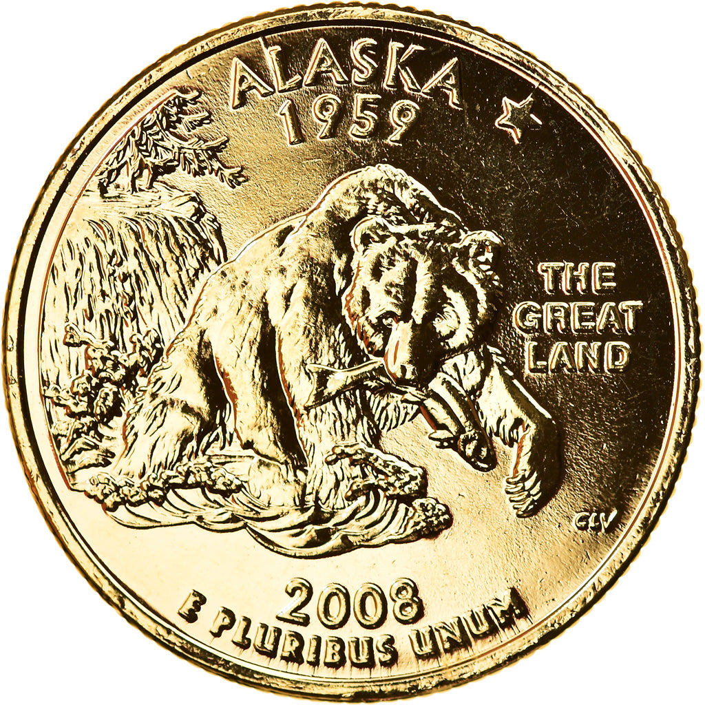Moneta, Stati Uniti, Alaska, Quarter, 2008, U.S. Mint, Philadelphia, SPL, Rame