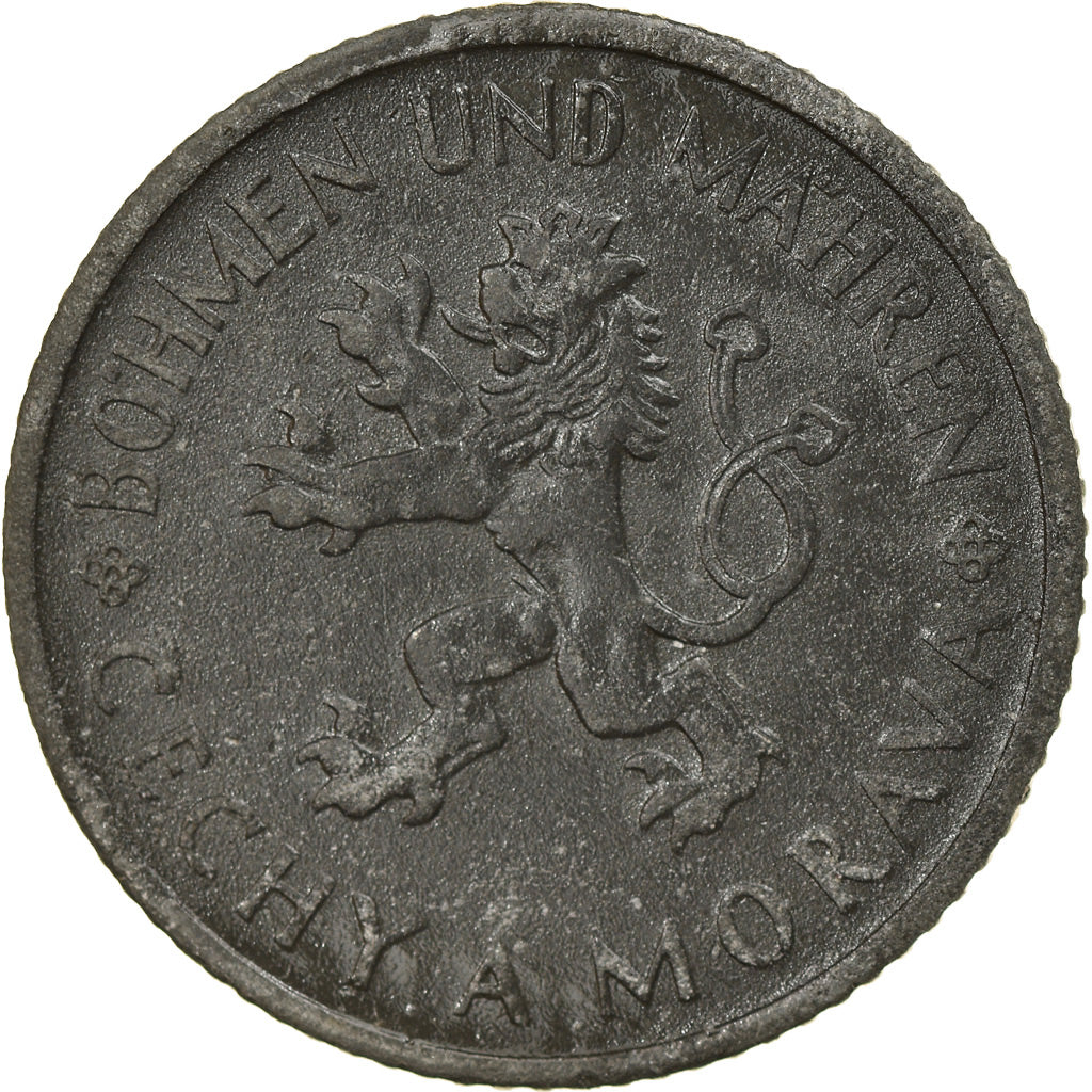 Coin, BOHEMIA & MORAVIA, Koruna, 1943, EF(40-45), Zinc, KM:4