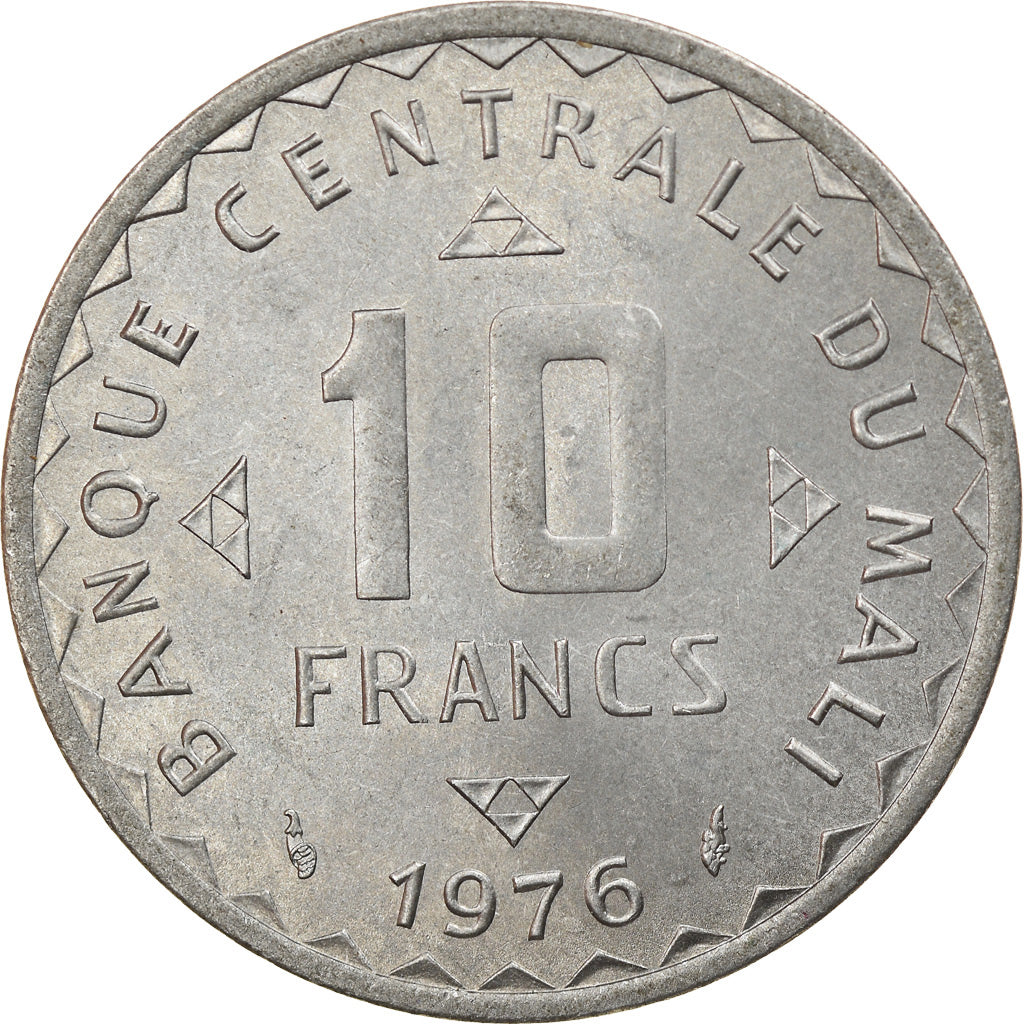 Coin, Mali, 10 Francs, 1976, Paris, MS(63), Aluminum, KM:11