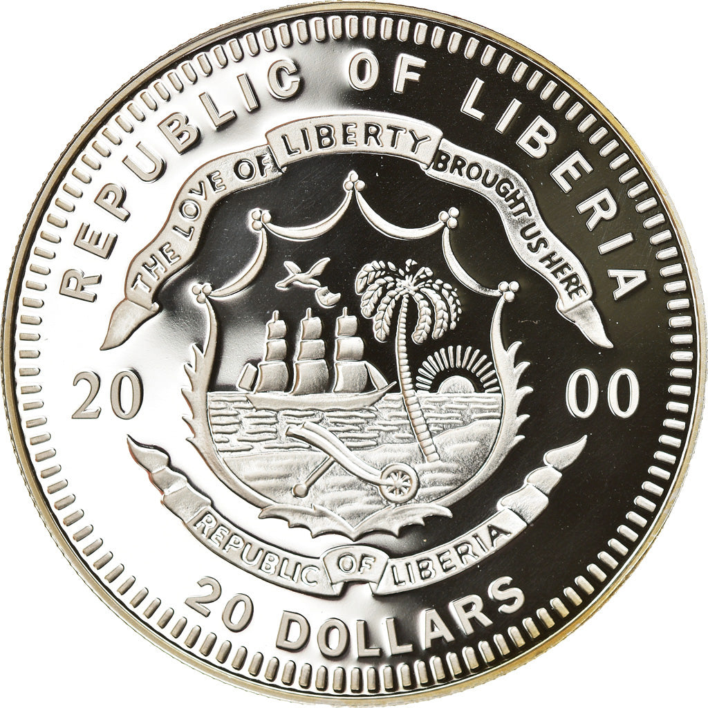 Moneta, Liberia, Paris, 20 Dollars, 2000, Proof, FDC, Argento
