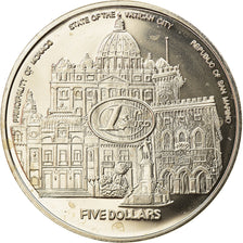 Coin, Liberia, Cité du Vatican, 5 Dollars, 2002, MS(65-70), Copper-nickel