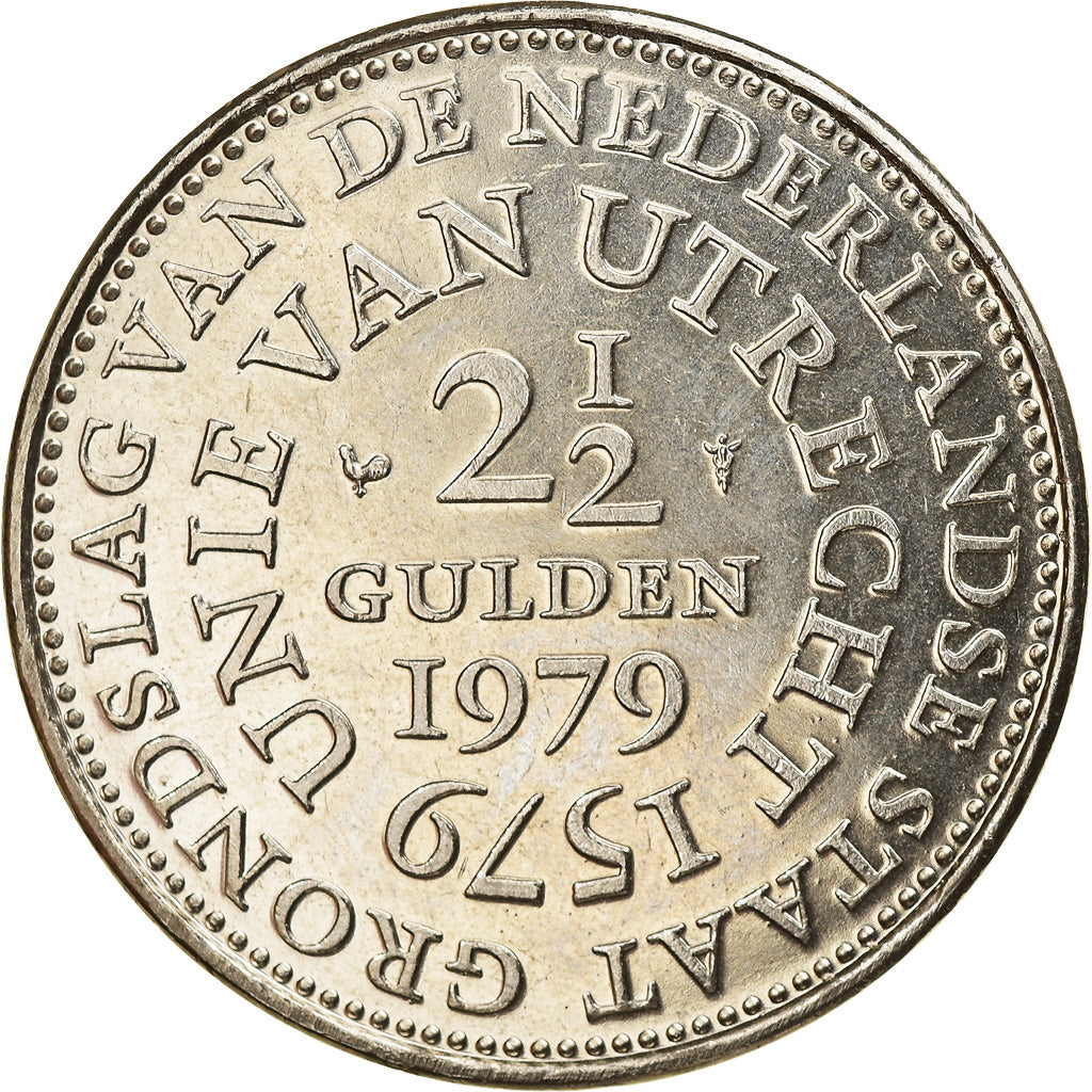 Coin, Netherlands, Juliana, 2-1/2 Gulden, 1979, MS(63), Nickel, KM:197