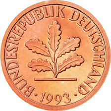 Coin, GERMANY - FEDERAL REPUBLIC, Pfennig, 1993, Hambourg, Proof, MS(65-70)