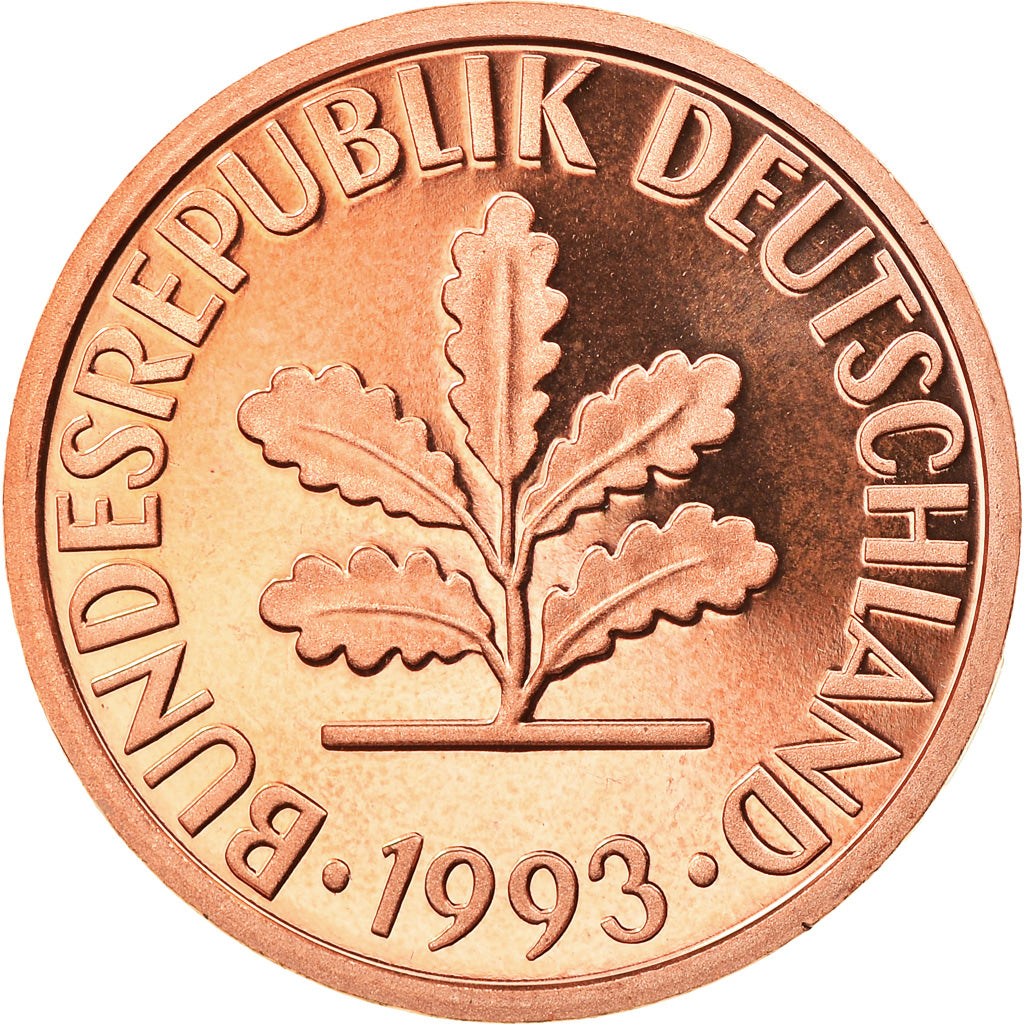 Coin, GERMANY - FEDERAL REPUBLIC, 2 Pfennig, 1993, Hambourg, Proof, MS(65-70)
