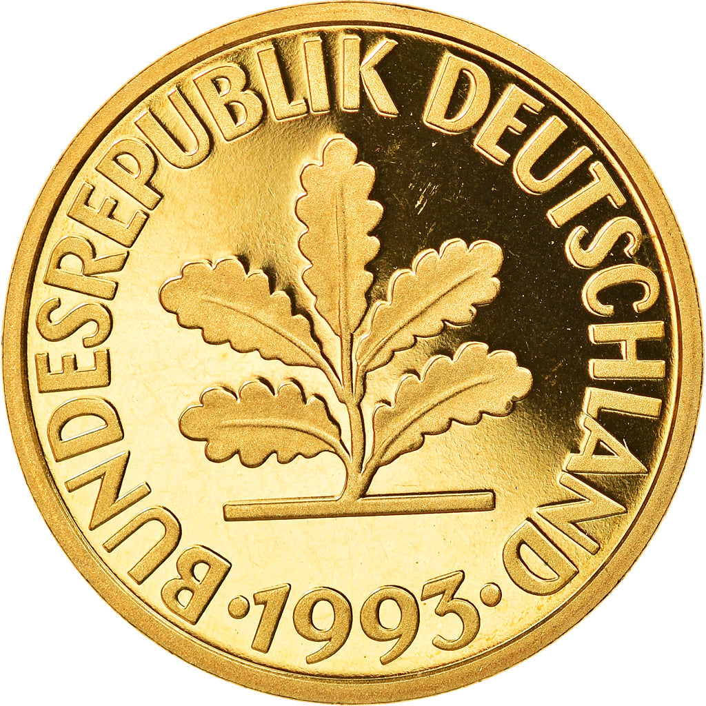 Moneta, Niemcy - RFN, 10 Pfennig, 1993, Hambourg, Proof, MS(65-70), Mosiądz