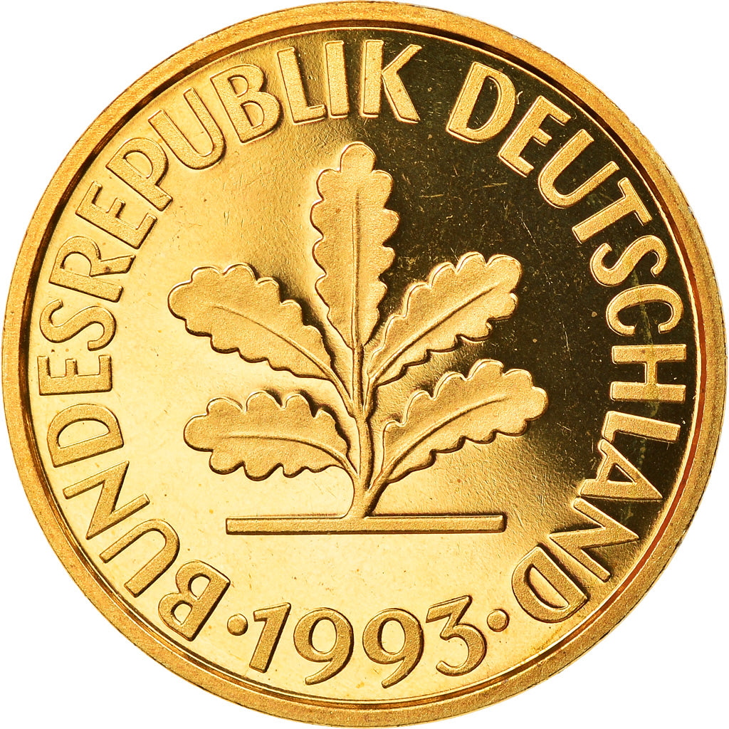 Moneda, ALEMANIA - REPÚBLICA FEDERAL, 10 Pfennig, 1993, Stuttgart, Proof, FDC