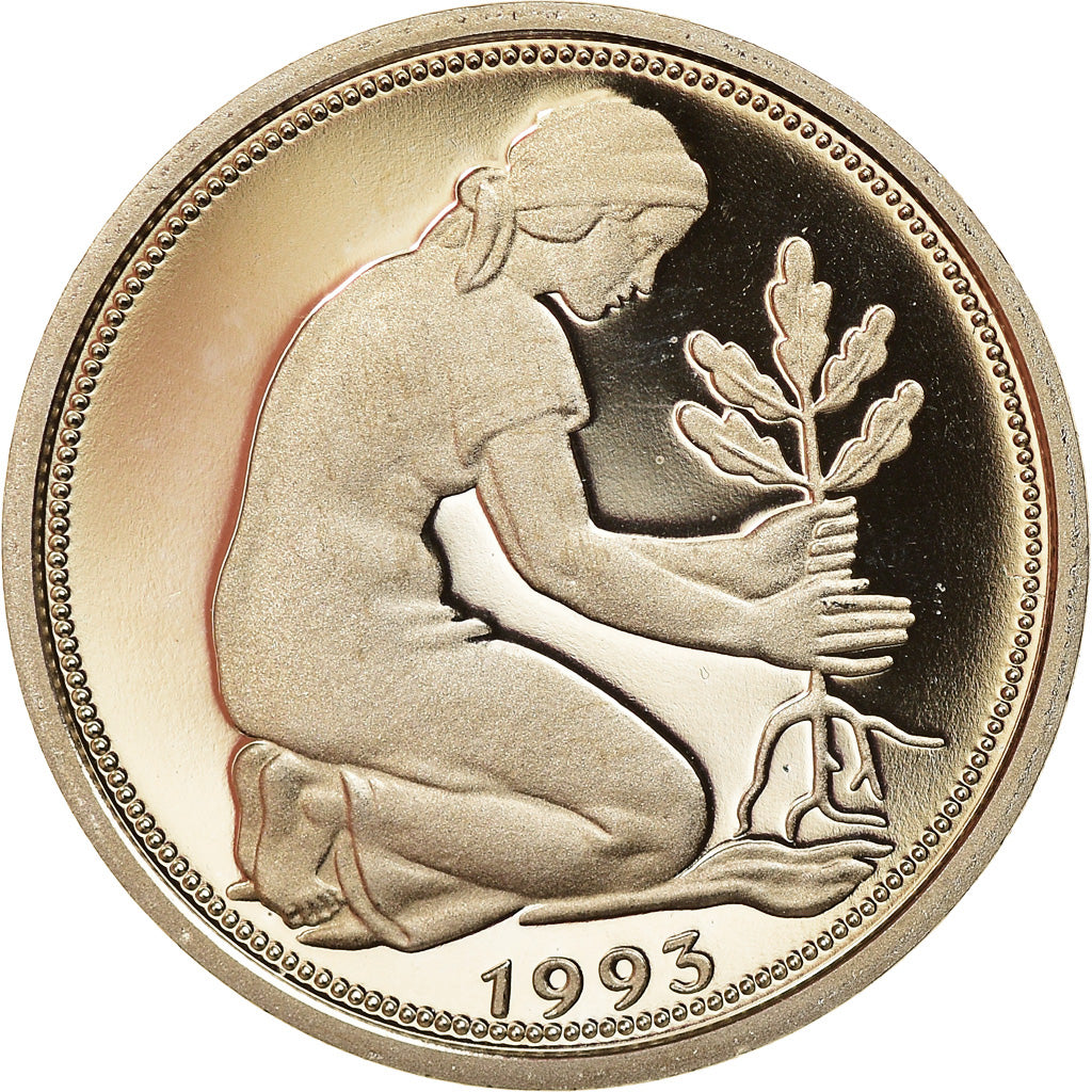 Coin, GERMANY - FEDERAL REPUBLIC, 50 Pfennig, 1993, Hambourg, Proof, MS(65-70)