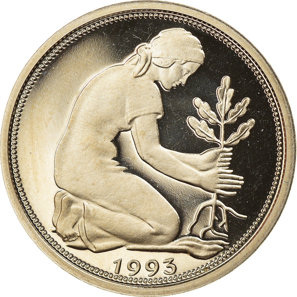 Coin, GERMANY - FEDERAL REPUBLIC, 50 Pfennig, 1993, Stuttgart, Proof, MS(65-70)