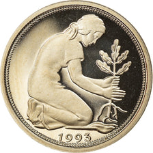 Coin, GERMANY - FEDERAL REPUBLIC, 50 Pfennig, 1993, Stuttgart, Proof, MS(65-70)