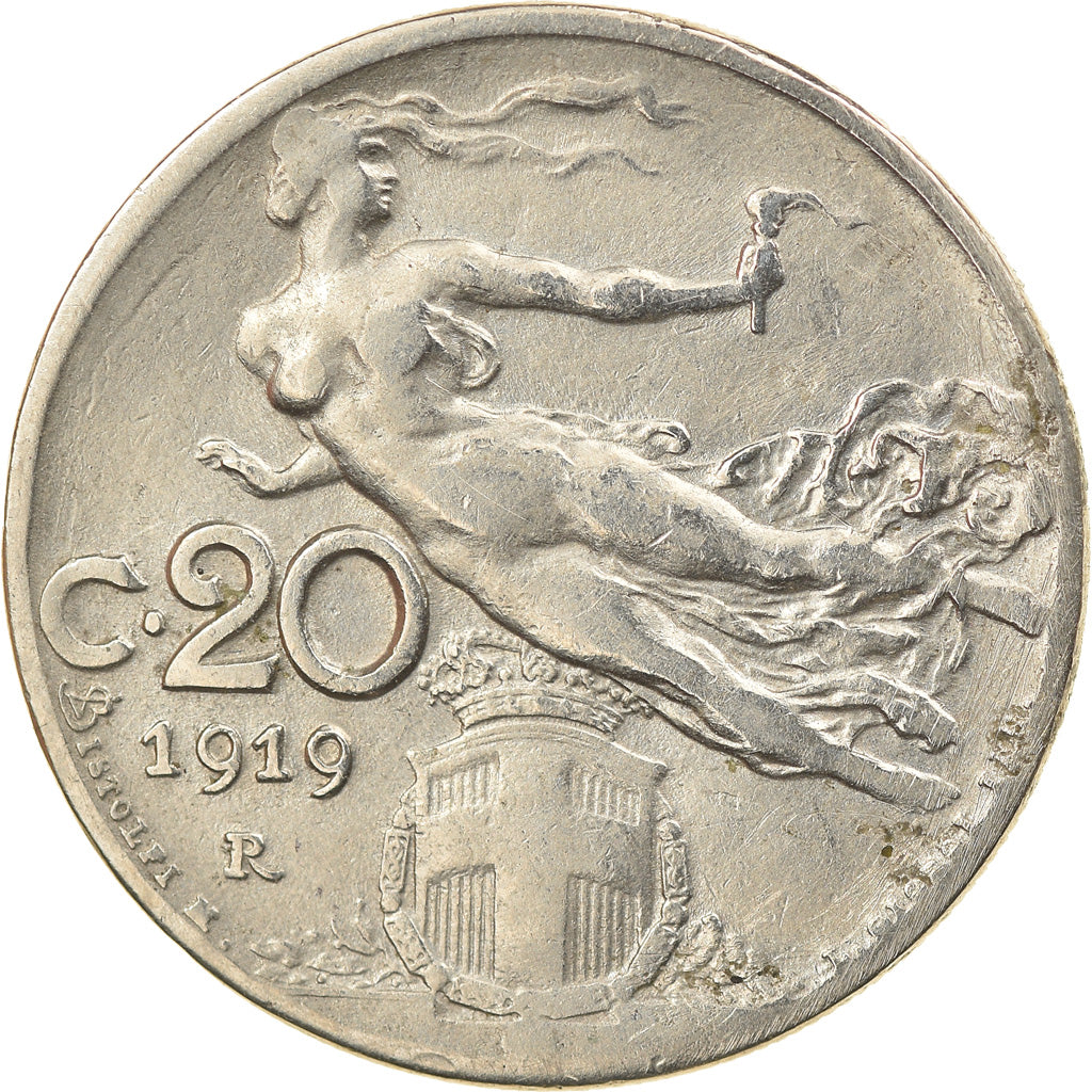 Moneda, Italia, Vittorio Emanuele III, 20 Centesimi, 1919, Rome, MBC+, Níquel