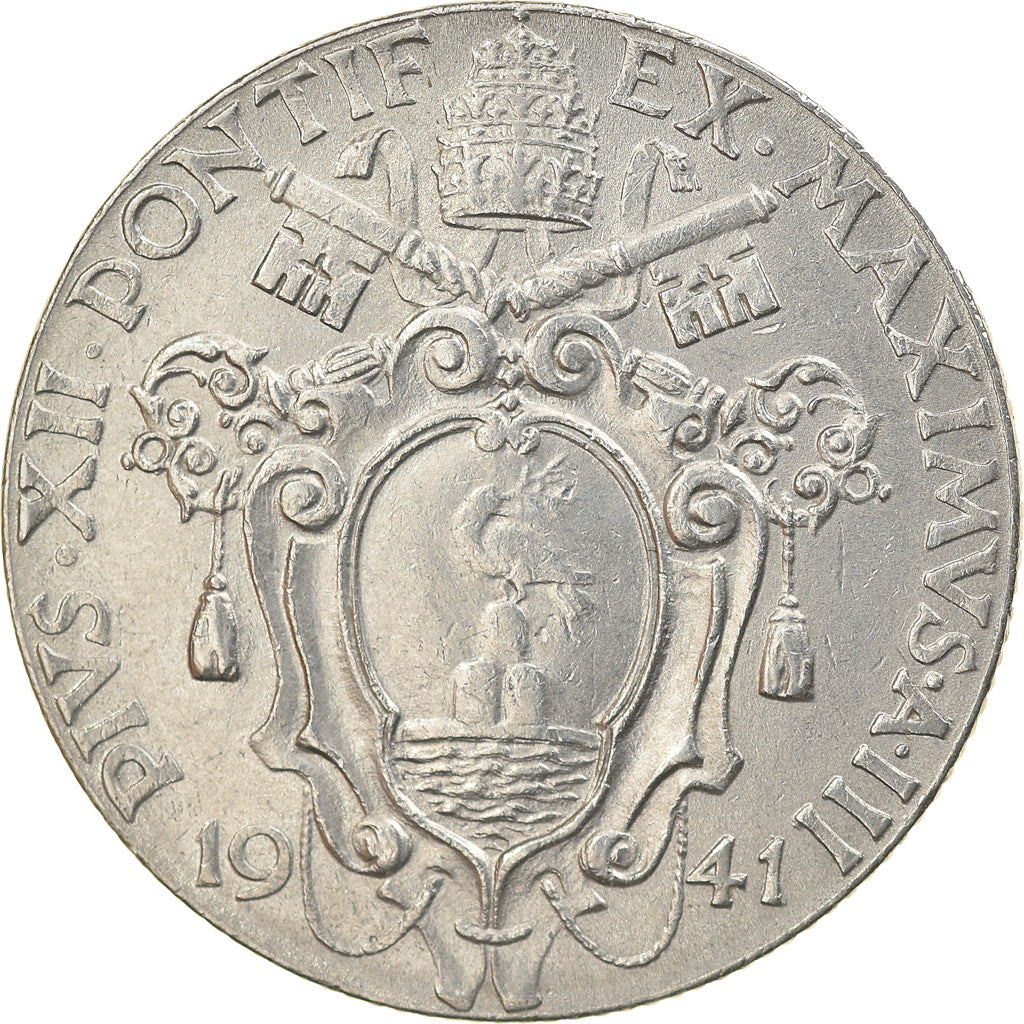 Coin, VATICAN CITY, Pius XII, Lira, 1941, Roma, AU(55-58), Stainless Steel