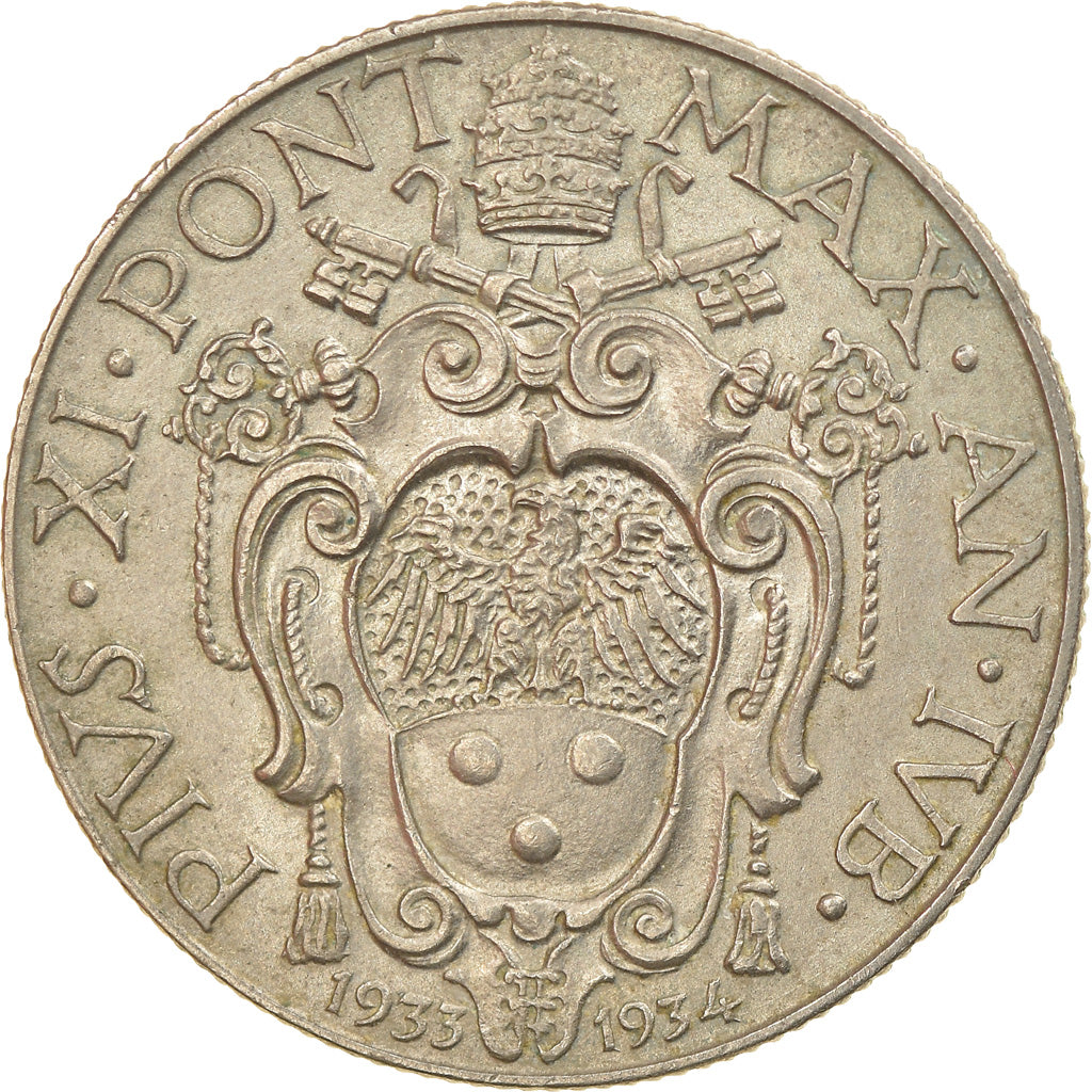 Coin, VATICAN CITY, Pius XI, 50 Centesimi, 1933-1934, Roma, EF(40-45), Nickel