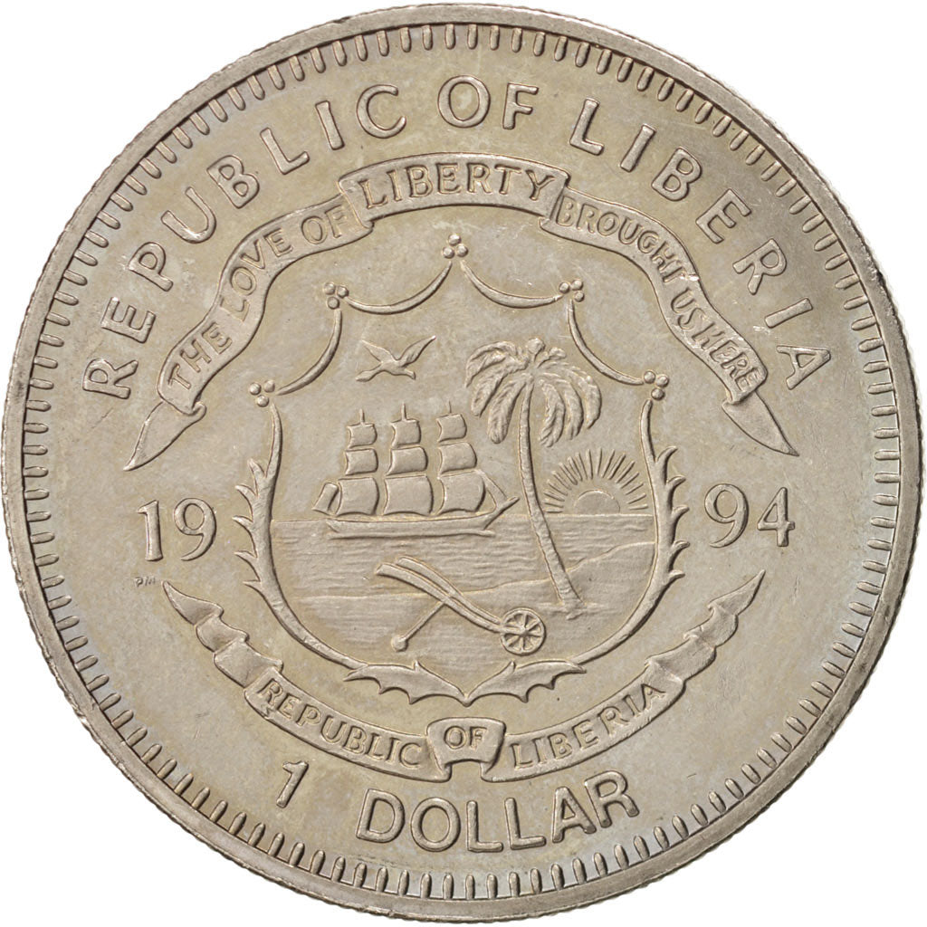 LIBERIA, Dollar, 1994, KM #139, AU(55-58), Copper-Nickel, 28.49
