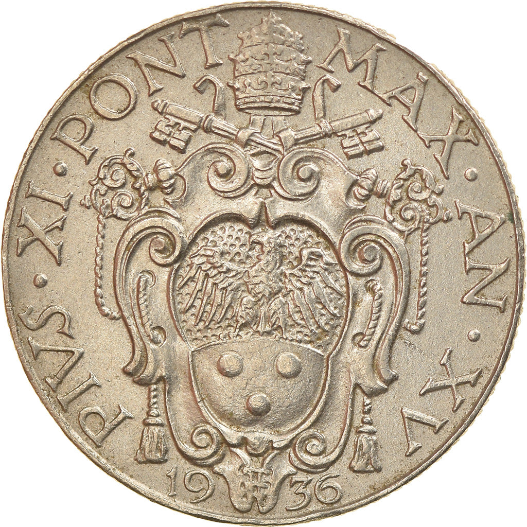 Coin, VATICAN CITY, Pius XI, 50 Centesimi, 1936, Roma, AU(55-58), Nickel, KM:4