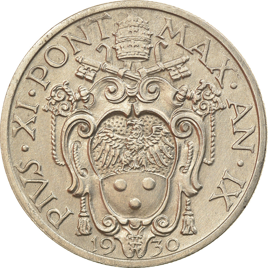 Coin, VATICAN CITY, Pius XI, 20 Centesimi, 1930, Roma, MS(60-62), Nickel, KM:3
