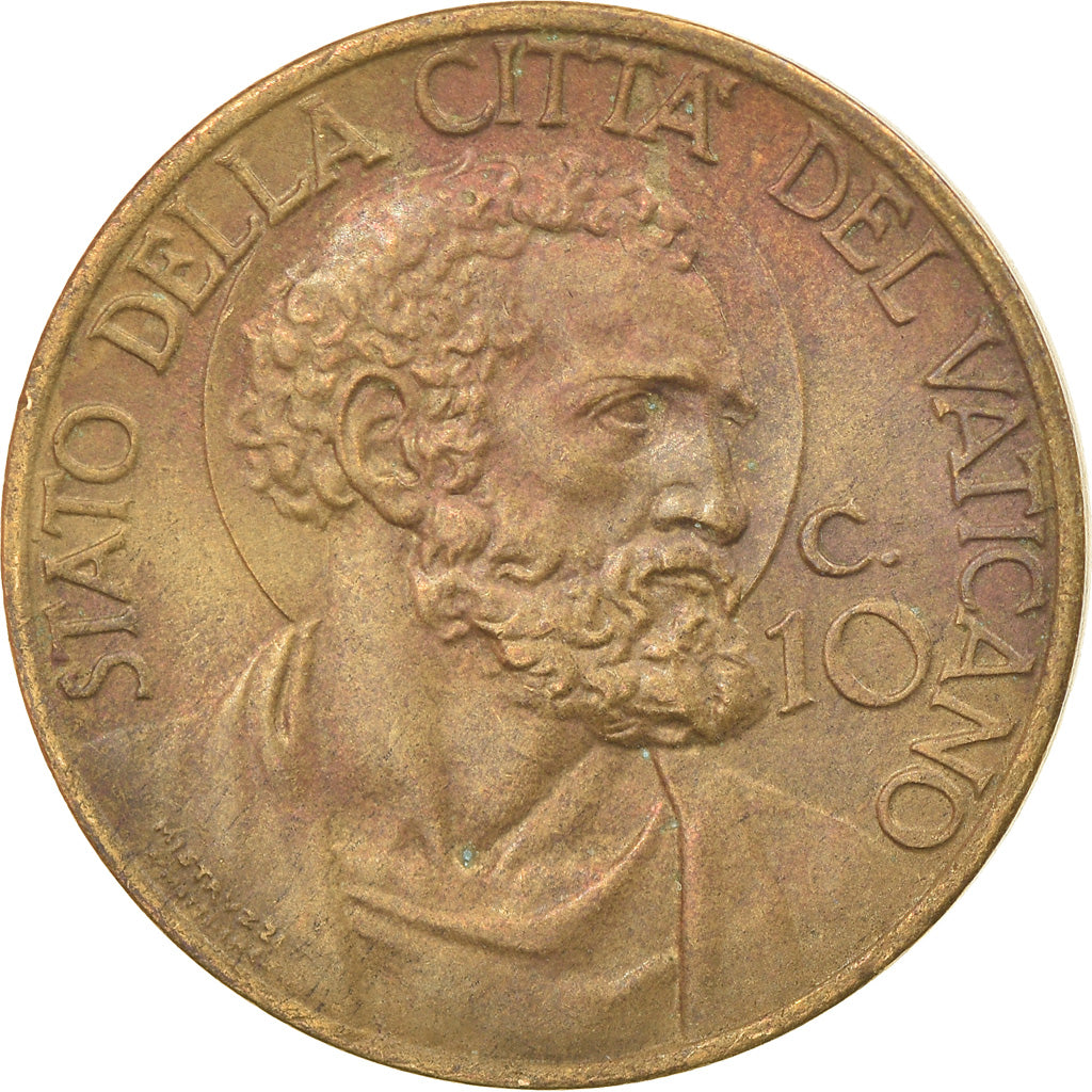 Coin, VATICAN CITY, Pius XII, 10 Centesimi, 1940, Roma, MS(60-62)