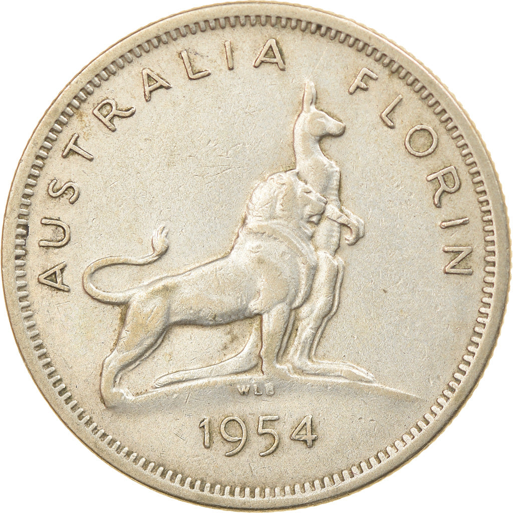 Münze, Australien, Elizabeth II, Florin, 1954, Melbourne, VZ, Silber, KM:55
