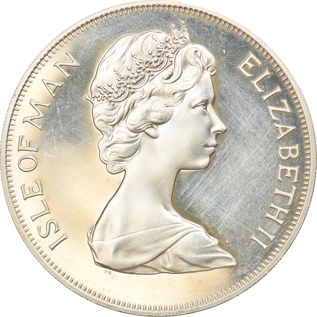 Moneda, Isla de Man, Elizabeth II, 25 Pence, 1975, Pobjoy Mint, Proof, EBC