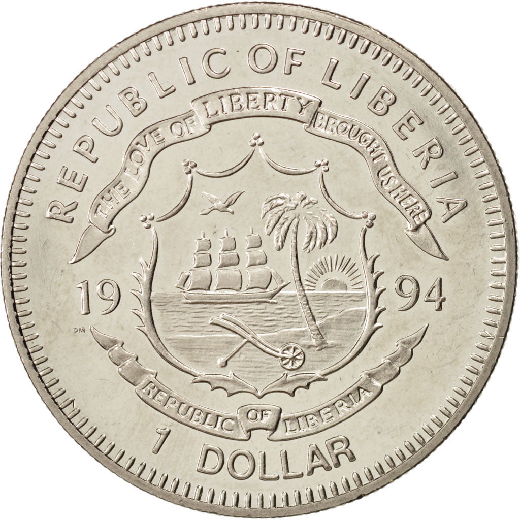 LIBERIA, Dollar, 1994, KM #411, MS(63), Copper-Nickel, 28.45