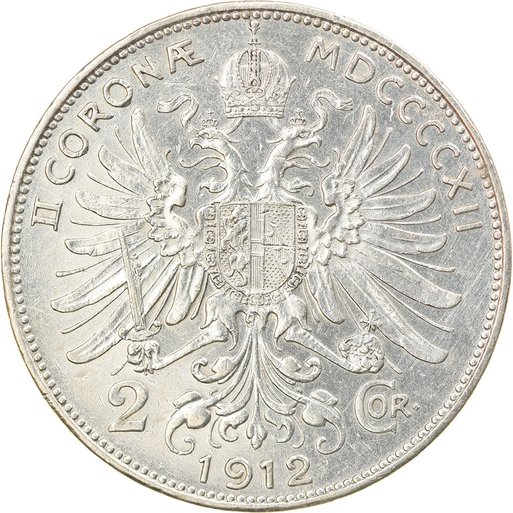 Münze, Österreich, Franz Joseph I, 2 Corona, 1912, VZ+, Silber, KM:2821
