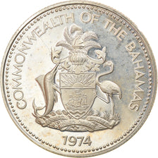Moeda, Baamas, Elizabeth II, 50 Cents, 1974, Franklin Mint, U.S.A., Proof