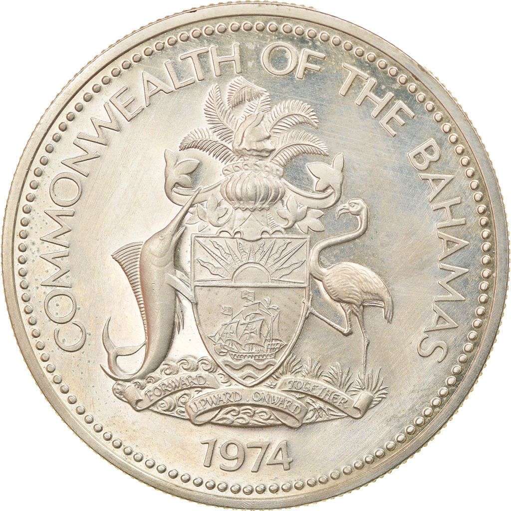 Coin, Bahamas, Elizabeth II, Dollar, 1974, Franklin Mint, U.S.A., Proof, MS(63)
