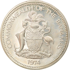 Coin, Bahamas, Elizabeth II, Dollar, 1974, Franklin Mint, U.S.A., Proof, MS(63)