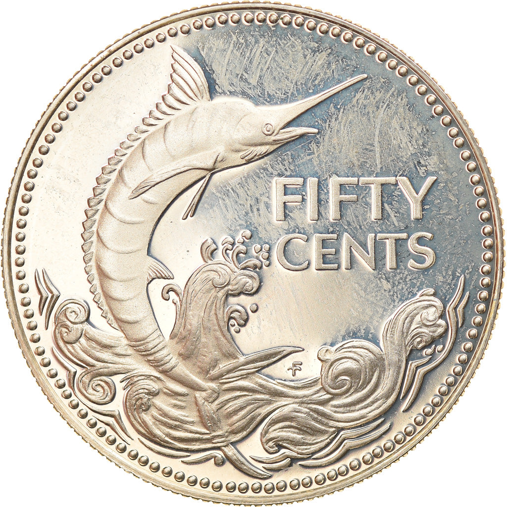 Coin, Bahamas, Elizabeth II, 50 Cents, 1975, Franklin Mint, U.S.A., Proof