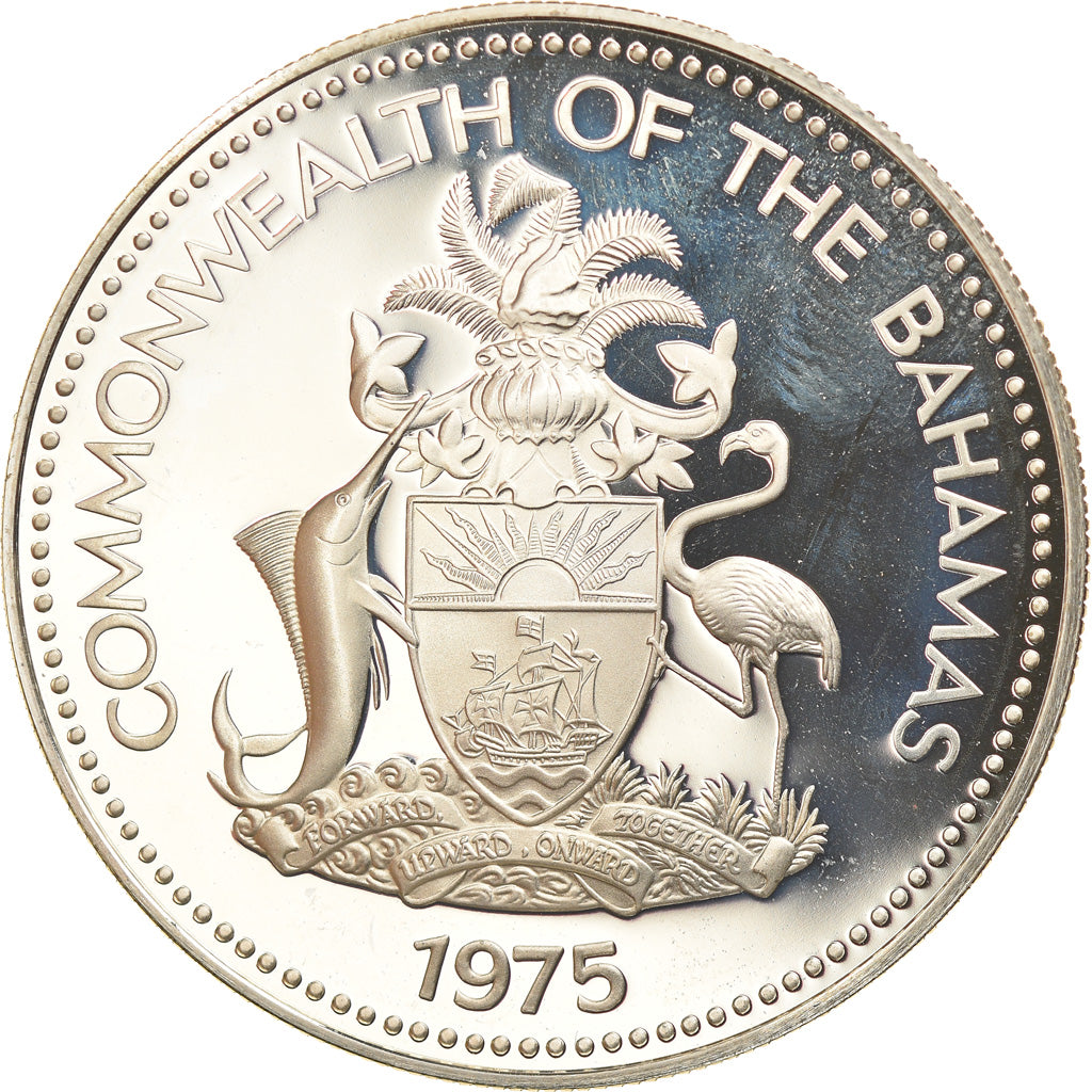 Coin, Bahamas, Elizabeth II, 2 Dollars, 1975, Franklin Mint, U.S.A., Proof