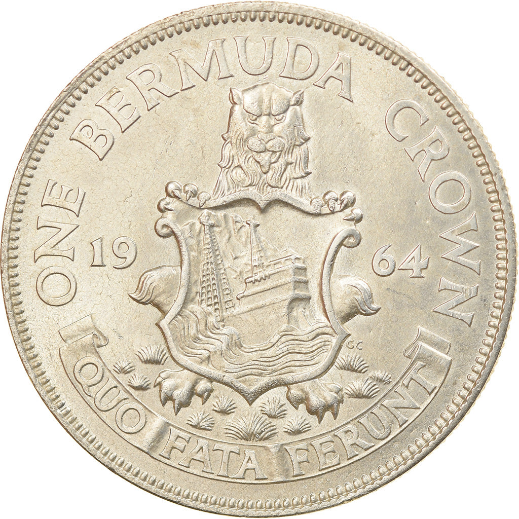 Coin, Bermuda, Elizabeth II, Crown, 1964, MS(63), Silver, KM:14